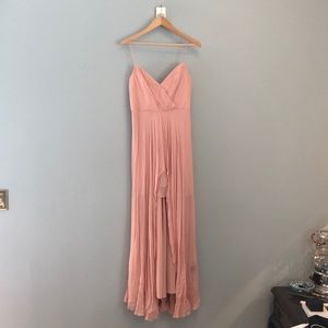 Nicole Miller Chiffon Maxi Bridesmaid Dress Pink